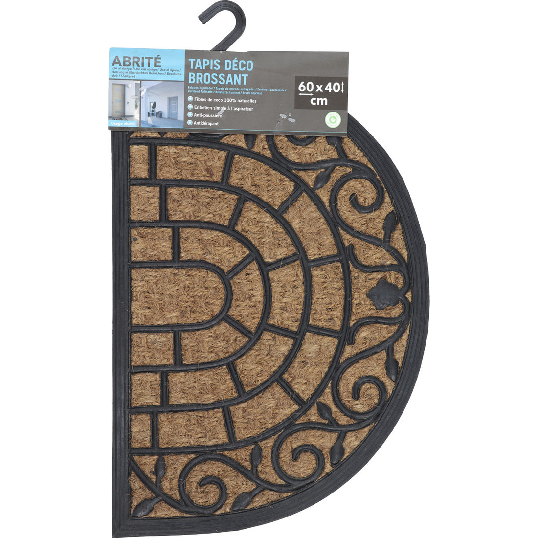 Preș Intrare Exterior Adăpostit  Harry Half-Moon 40X60CM Coco/Cauciuc - Natural